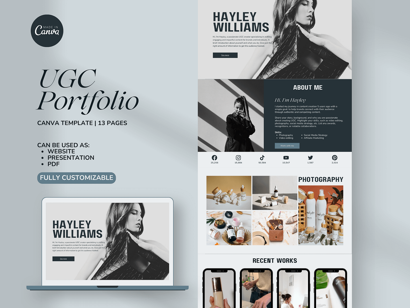 Modern & Sleek UGC Creator Portfolio Canva Template - Image 2
